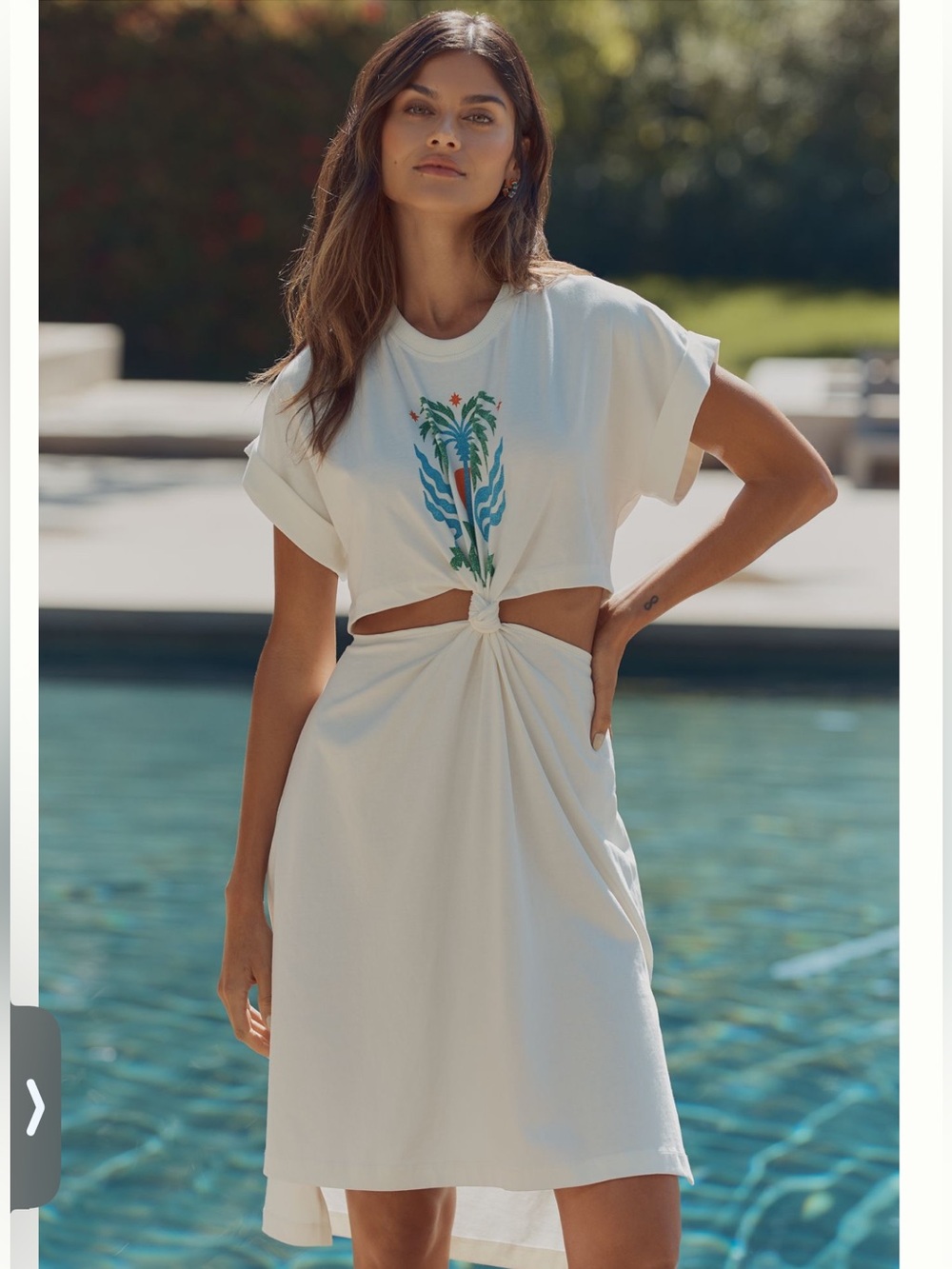 Nwt Celandine White Knot-Front Cutout Swim Cover-Up tee Dress